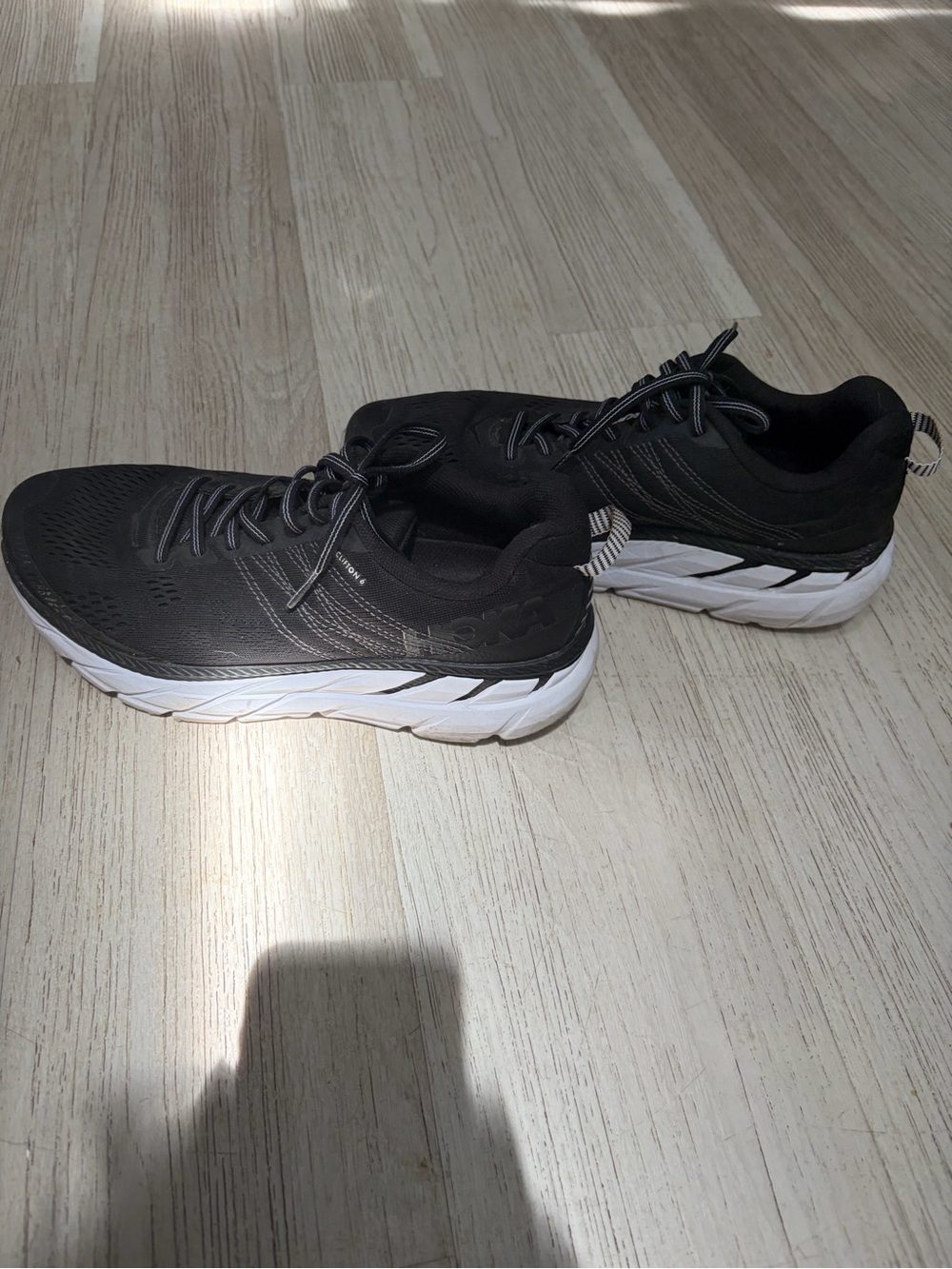 Hoka Black and White Women's Athletic Running Shoes
